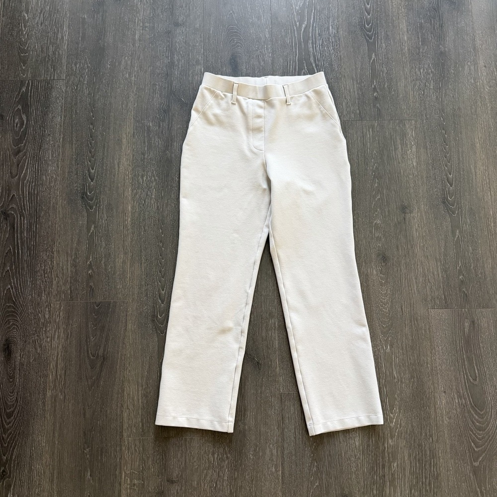 Quince Ultra-Stretch Ponte Straight Leg Pants Size Small Beige Minimalist Career